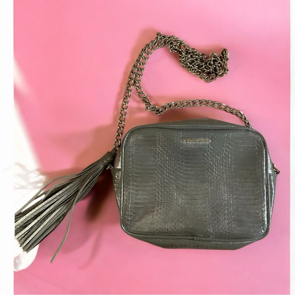 Victoria's Secret Gray Crossbody Bag with Tassel Detail